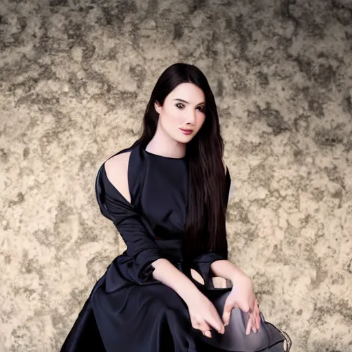 Prompt: woman dark silk dress sitting poses with sunlit dried caked bleached