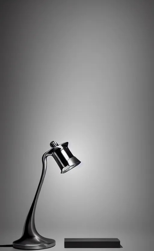 Image similar to table lamp containing a liquid, designed by hermes ( in the shape of perfume bottle ), advertising photography