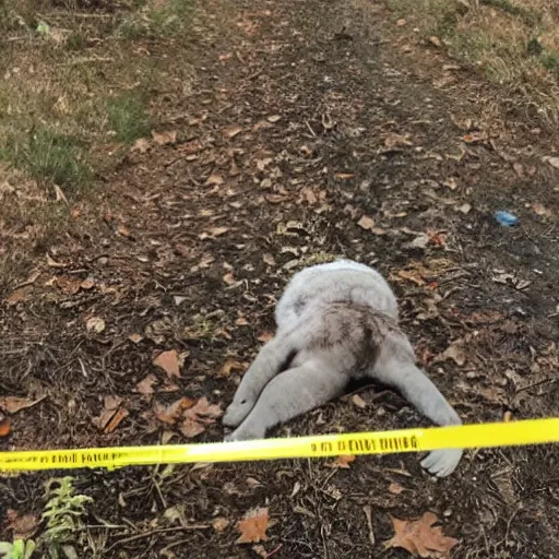 Prompt: crime scene photo of a cryptid