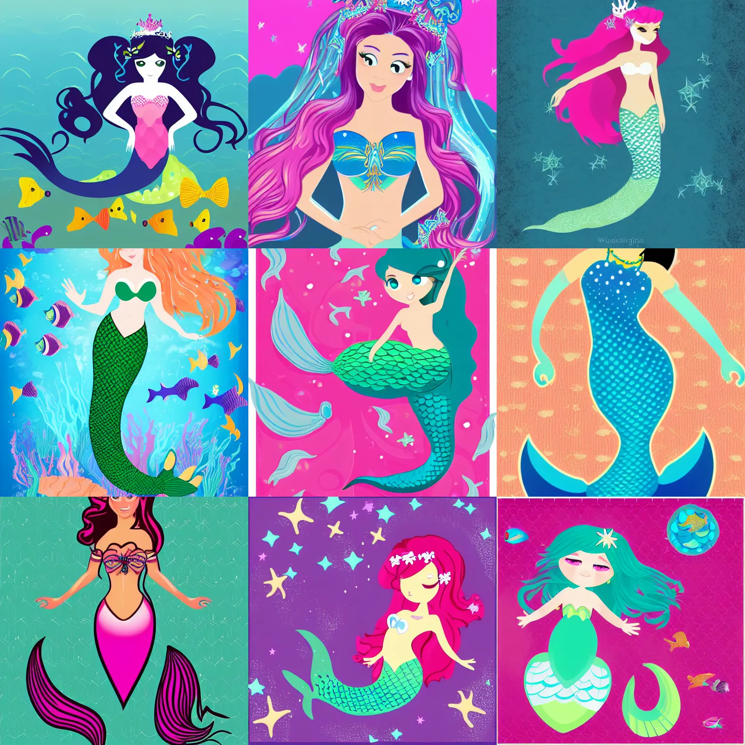 Prompt: mermaid princess, vector, pixta. jp