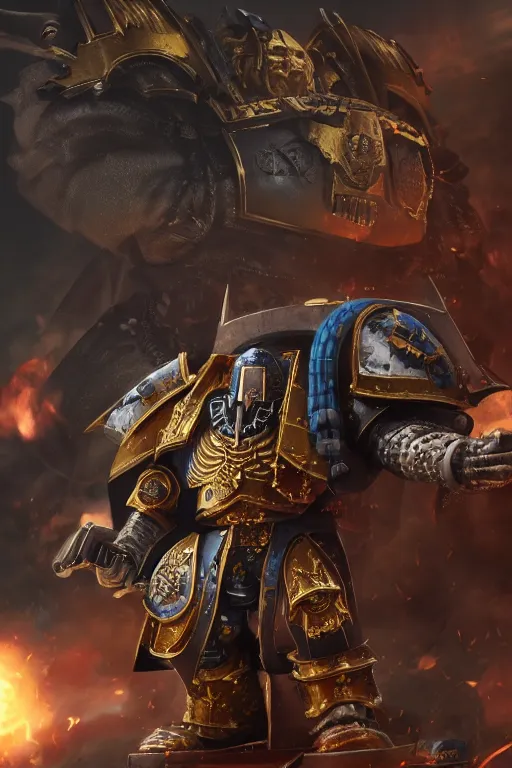 Image similar to warhammer 4 0 k horus heresy fanart - the primarchs emperor by johannes helgeson animated with vfx concept artist & illustrator global illumination ray tracing hdr fanart arstation zbrush central hardmesh 8 k octane renderer