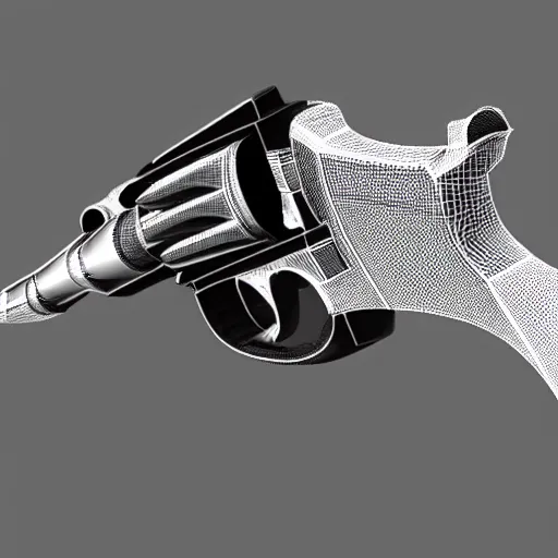 Image similar to a model 4 6 0 xvr revolver, fully 3 d printed in black filament, with some visible flaws and layer lines. 5 0 mm lens, f 1. 8.