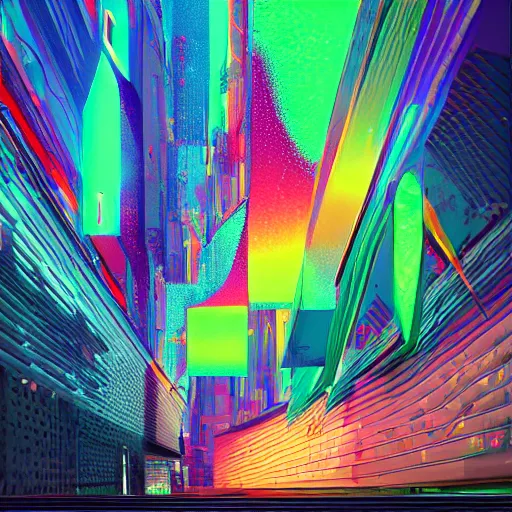 Prompt: dichroic artwork by beeple, artstation, wlop