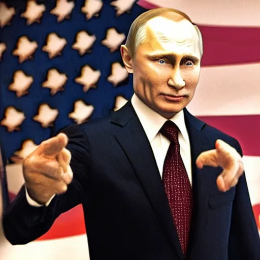 Prompt: movie still of Vladimir Putin in Team America: World Police