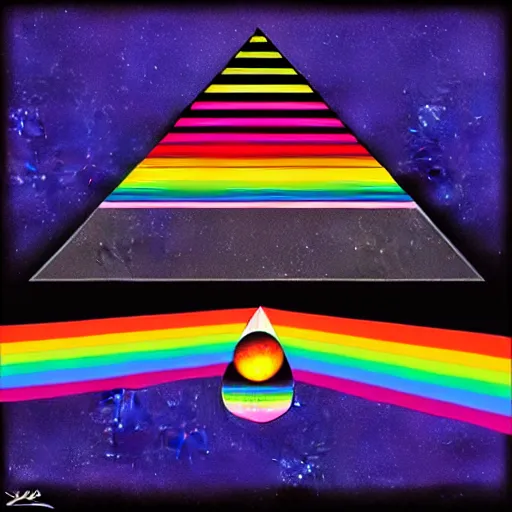 Image similar to pink floyd dark side of the moon, album cover, music 🎶, digital art