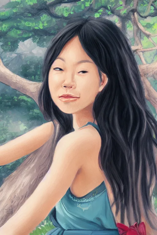 Image similar to a portrait of a character in a scenic environment by Janice Sung