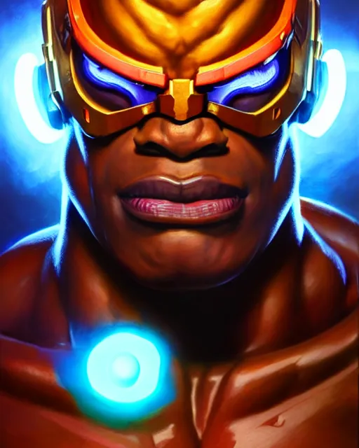 Image similar to doomfist from overwatch, elegant, confident, smug, ripped, buff, strong, colorful, fantasy, fantasy art, character portrait, portrait, close up, highly detailed, intricate detail, amazing detail, sharp focus, vintage fantasy art, vintage sci - fi art, radiant light, caustics, by boris vallejo