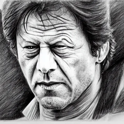 Prompt: imran khan fighting against corrupt system alone, pencil sketch art