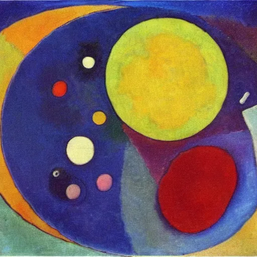 Image similar to earth and moon, Kandinsky painting