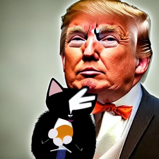 Image similar to donald trump as a anthropomorphic cute cat