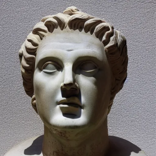 Image similar to Ancient Greek statue of Donald Trump looking smug