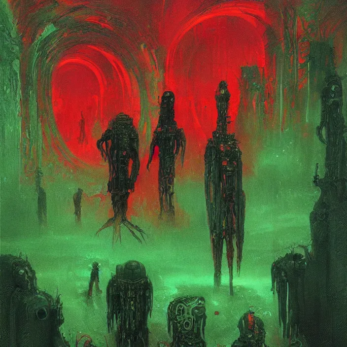 Image similar to gargantuan disappointment of crying souls, red and green palette, by ( h. r. giger ) and paul lehr