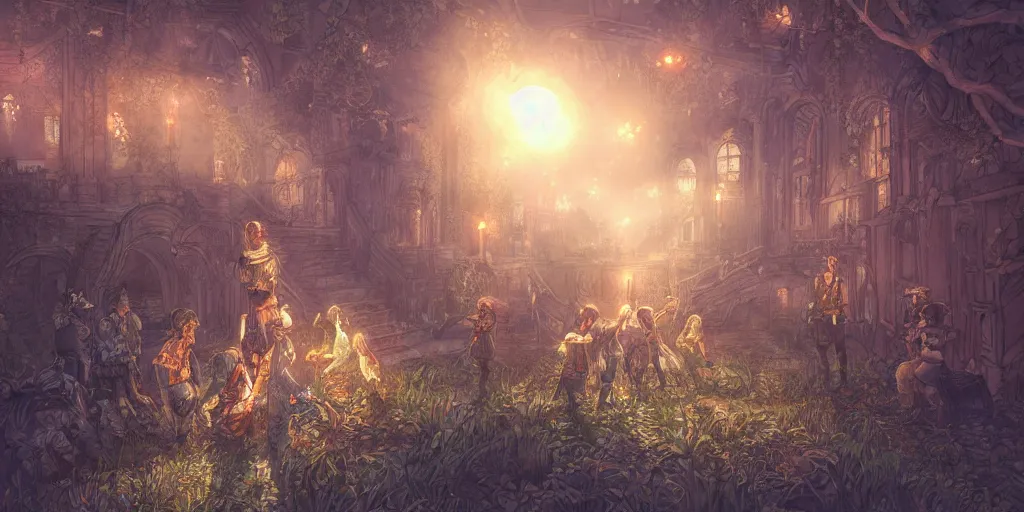 Image similar to it came as a joyous daybreak to end the long night of their captivity. ultrafine highly detailed colorful illustration, intricate linework, sharp focus, octopath traveler, final fantasy, unreal engine highly rendered, global illumination, radiant light, intricate environment