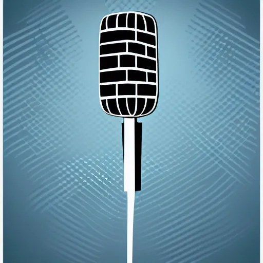 Image similar to iconic vector logo illustration of a microphone line art, bold