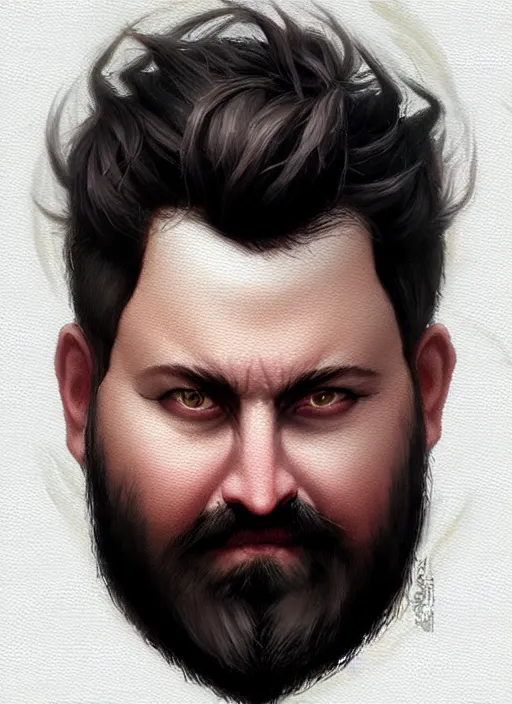 Image similar to a _ fantasy _ style _ portrait _ painting _ of white male short black hair chubby disconnected beard round face, rpg dnd oil _ painting _ unreal _ 5 _ daz. _ rpg _ portrait _ extremely _ detailed _ artgerm _ greg _ rutkowski _ greg