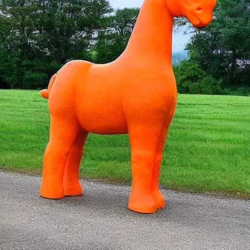 Prompt: a craigslist post selling a giant orange horse in a blue field