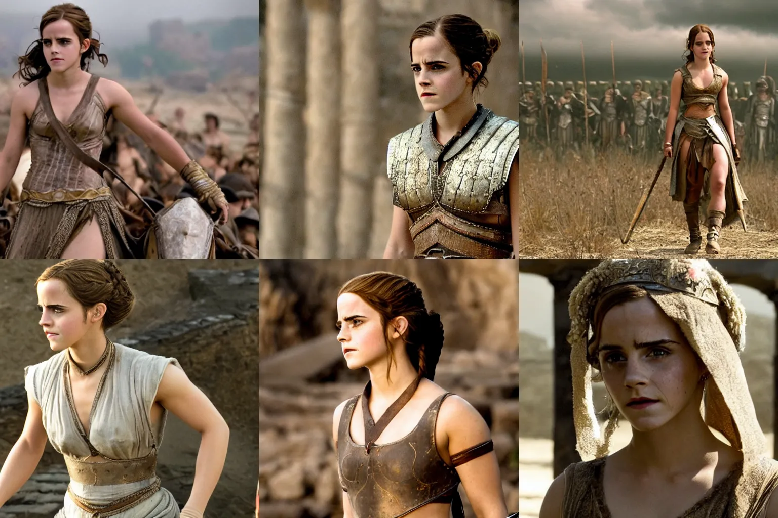 Prompt: Movie still of Emma Watson in Gladiator