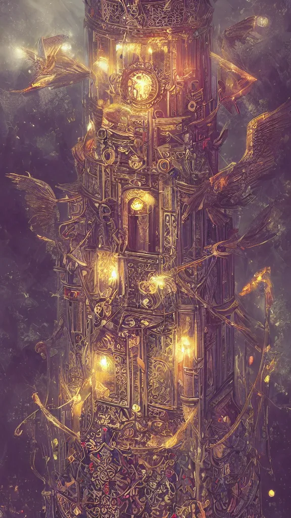 Image similar to the tower tarot card, maximalist, high detail, 8 k, ornate, dark fantasy, realistic, masterpiece, trending on art station, complex, wlop