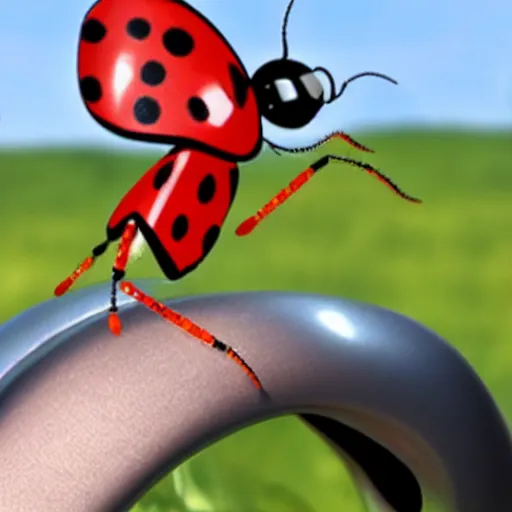 Image similar to ladybug with metal prosthetic limbs