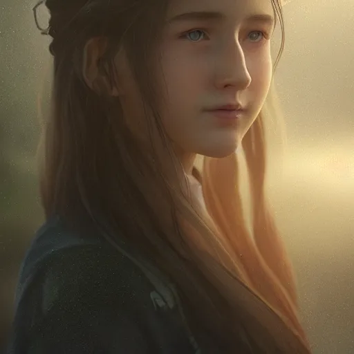 Image similar to Beautiful Aerith Gainsborough in real life, face centred portrait, Confident, fog, rain, volumetric lighting, beautiful, golden hour, sharp focus, ultra detailed, cgsociety, by Leesha Hannigan, Ross Tran, Thierry Doizon, Kai Carpenter,Ignacio Fernández Ríos