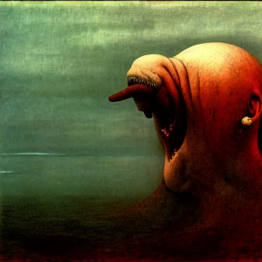 Image similar to the walrus by otto dix, junji ito, hr ginger, jan svankmeyer, beksinski, claymation, hyperrealistic, aesthetic, masterpiece