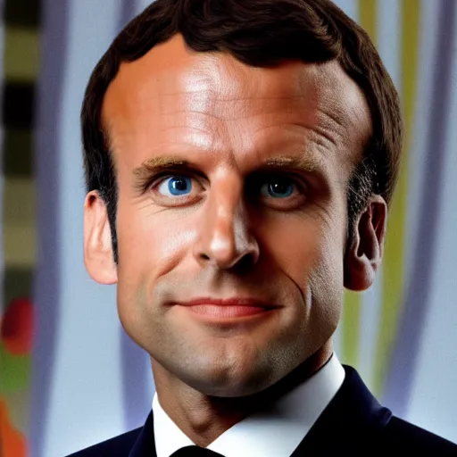 Image similar to photo of emmanuel macron in back to the future movie, full body shot, sharp focus, award - winning