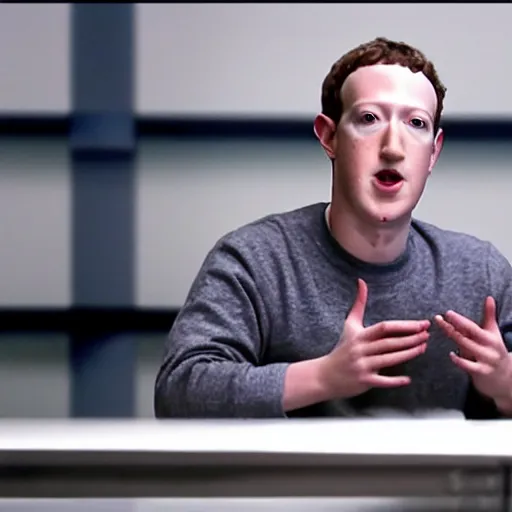 Prompt: Zuckerberg as a real actual human that can relate to people, movie still, cinematic Eastman 5384 film