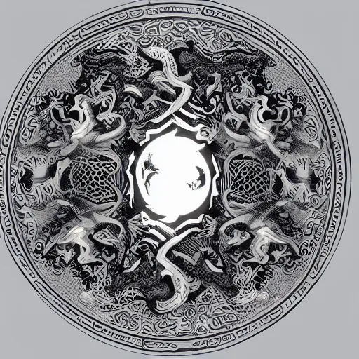 Image similar to a ying yang formed of a phoenix and a dragon, ornate, highly detailed.