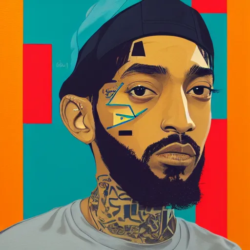 Image similar to Nipsey Hussle profile picture by Sachin Teng, asymmetrical, Organic Painting , Matte Painting, geometric shapes, hard edges, graffiti, street art:2 by Sachin Teng:4