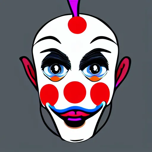 Image similar to clown , digital art , 4k , trending on artstation , vector illustration