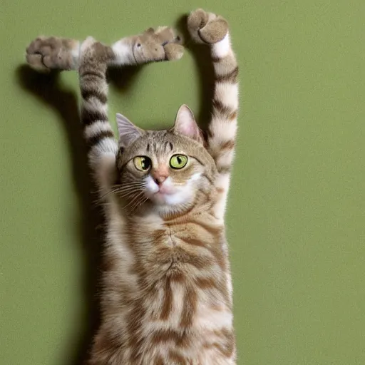 Prompt: a cat with comedically long arms like noonles