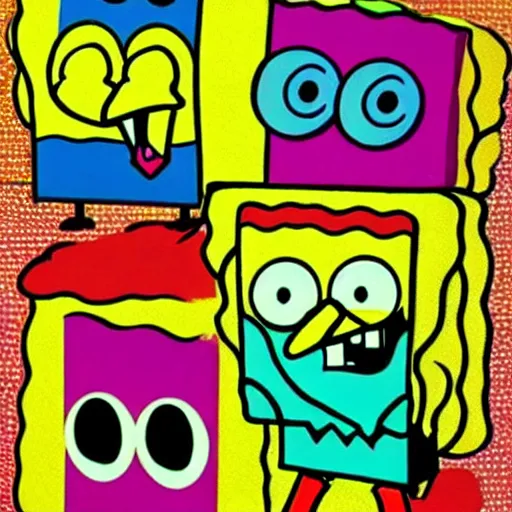 Prompt: spongebob squarepants pop art by andy warhol, detailed, pop art, 1 9 5 0 s