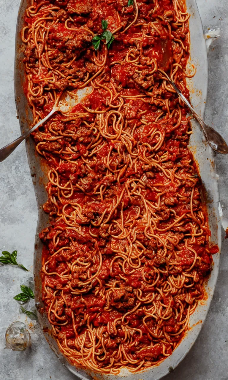 Image similar to photo of a messy surrealistic mess of beautiful woman bodies in a spaghetti bolognesa dish , high cuisine photo, three star Michelin, photo-real,