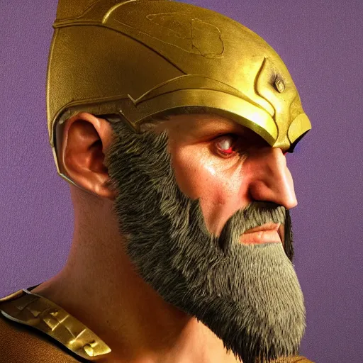 Image similar to hyperrealist highly detailed English medieval portrait of gilgamesh from Civ6, concept art pascal blanche dramatic studio lighting 8k wide angle shallow depth of field