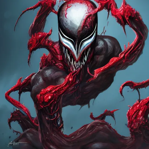 Image similar to Ctulthu exposed to the symbiote and became Carnage. concept art,high detailed,fine art,trending on Artstation, smooth draw,Sharp focus.