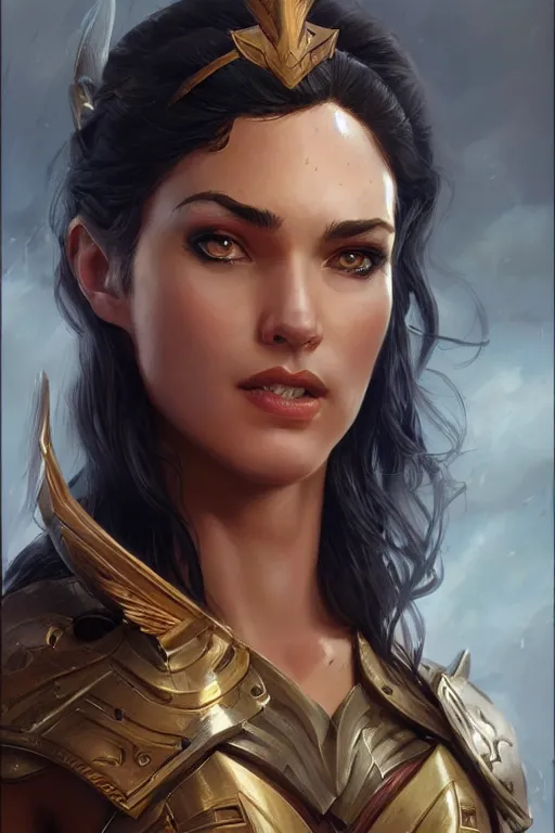 Image similar to amazon valkyrie athena, d & d, fantasy, portrait, highly detailed, headshot, digital painting, trending on artstation, concept art, sharp focus, illustration, art by artgerm and greg rutkowski and magali villeneuve