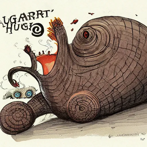 Image similar to giant slug runs amuck in hogwart lab with students, by jean - baptiste monge!!!