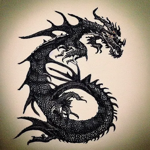 Image similar to “fire breathing dragon, Pointillism style”