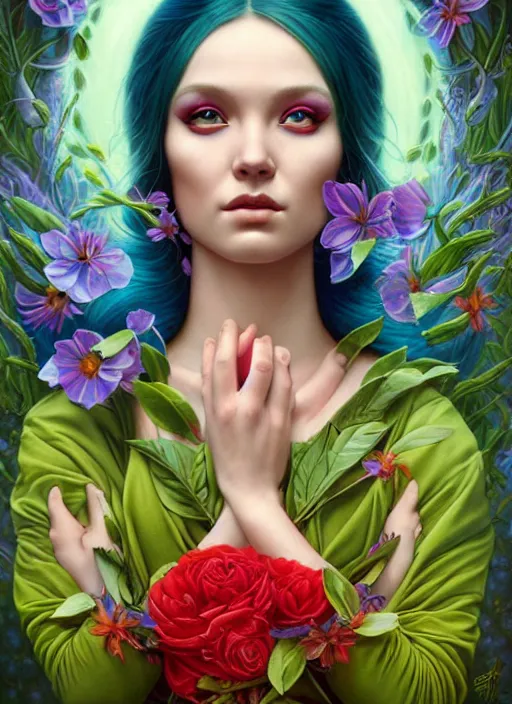 Image similar to the elemental goddess of spring, pixar style by tristan eaton, artgerm, tom bagshaw