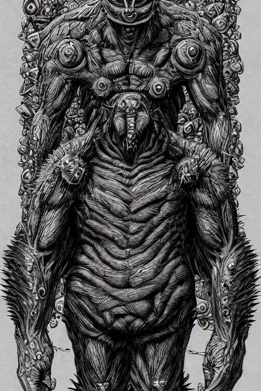 Image similar to mole humanoid monster, symmetrical, highly detailed, digital art, sharp focus, trending on art station, kentaro miura manga art style