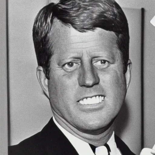 Image similar to 1 9 7 0 s vintage photograph of kennedy using an ipad, very detailed, very intricate,