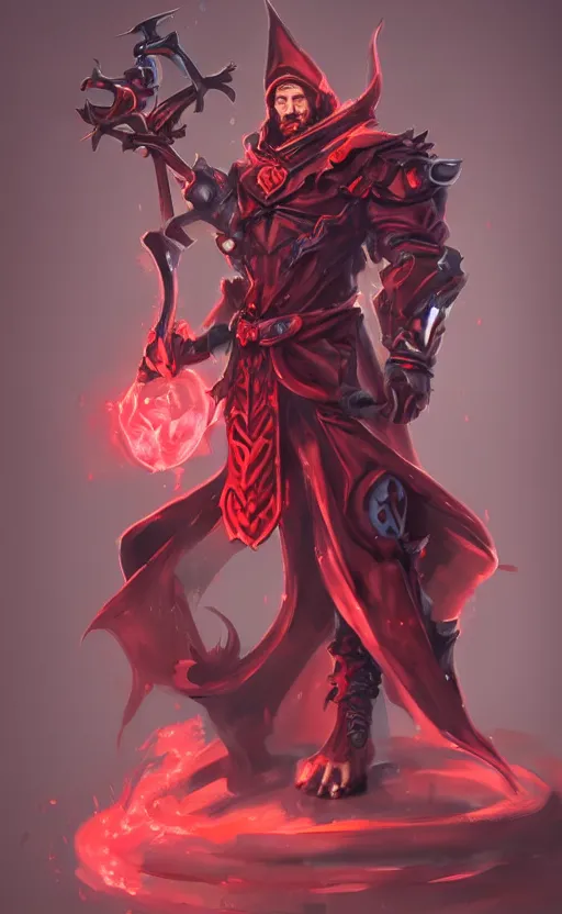 Image similar to a mindblowing red wizard, chad, handsome, super buff and cool, very detailed, sharp, matte, concept art, illustration, digital art, overwatch style, dnd, muscular, body builder