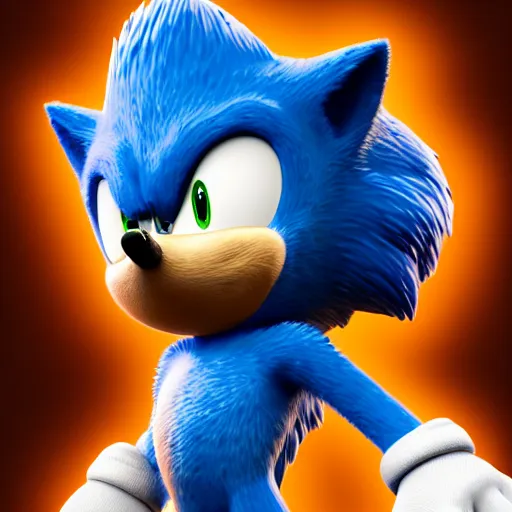 Image similar to hyperrealistic sonic the hedgehog, stunning 3 d render inspired by istvan sandorfi & greg rutkowski & mike judge, perfect symmetry, dim volumetric cinematic lighting, 8 k octane comprehensive render, extremely mega hyper - detailed and lifelike attributes & atmosphere, intricate, realistic flesh texture, masterpiece, artstation, stunning,