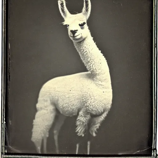 Image similar to a daguerreotype of a llama