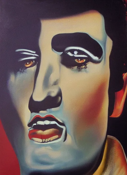Prompt: oil painting of elvis presley by dali