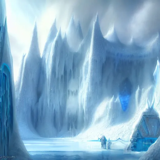 Image similar to beautiful ice kingdom by james gurney, matte painting, artstation, concept art