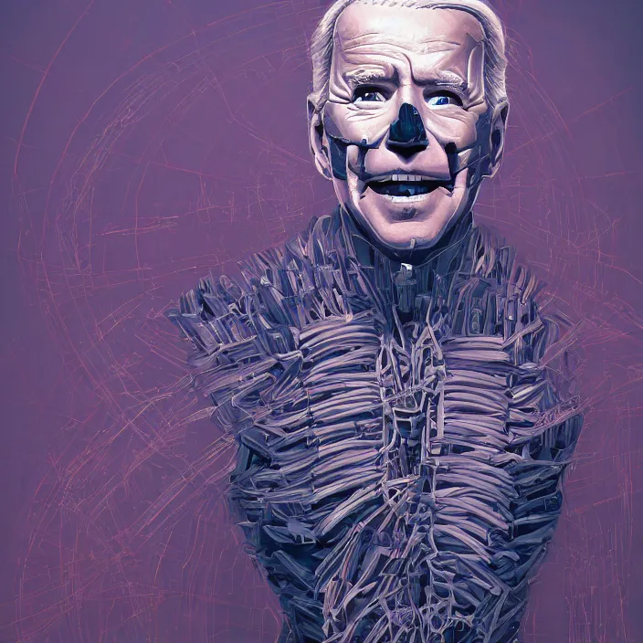 Image similar to portrait of joe biden as skeleton. intricate abstract. intricate artwork. by Tooth Wu, wlop, beeple, dan mumford. octane render, trending on artstation, greg rutkowski very coherent symmetrical artwork. cinematic, hyper realism, high detail, octane render, 8k, iridescent accents