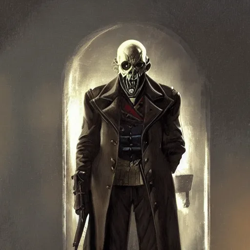 Image similar to Overseer from Dishonored, concept art by gerald brom