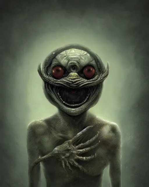 Prompt: a surreal painting of a strange creature by anton semenov and dariusz zawadzki and daryl mandryk