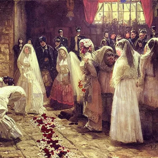 Image similar to wedding of the dead by vasily grigoryevich perov